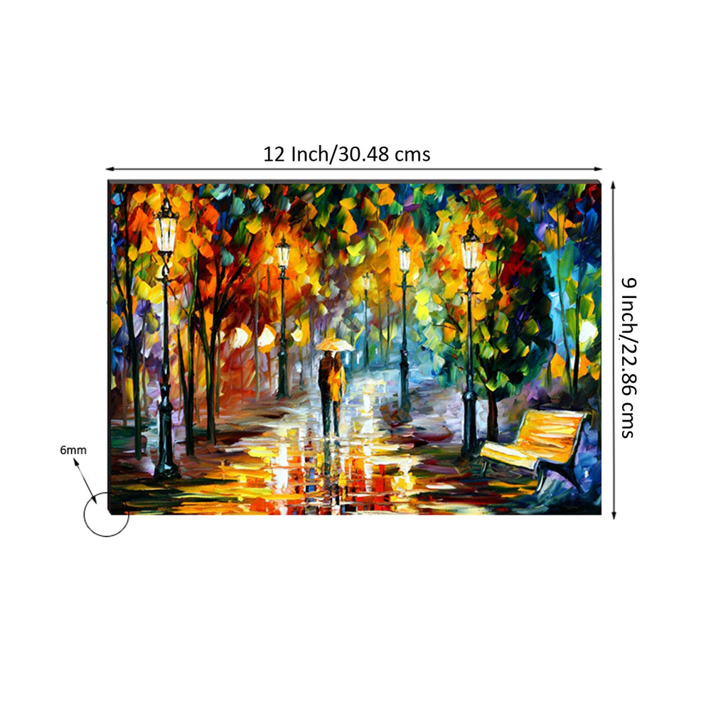 6MM MDF Loving Couple Under Umbrella in rain Satin Matt Texture UV Art Painting Kafalo