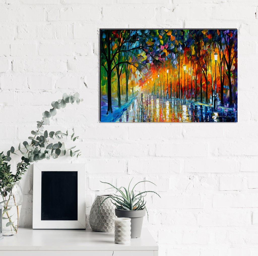 6MM MDF Street View in Rain Satin Matt Texture UV Art Painting Kafalo
