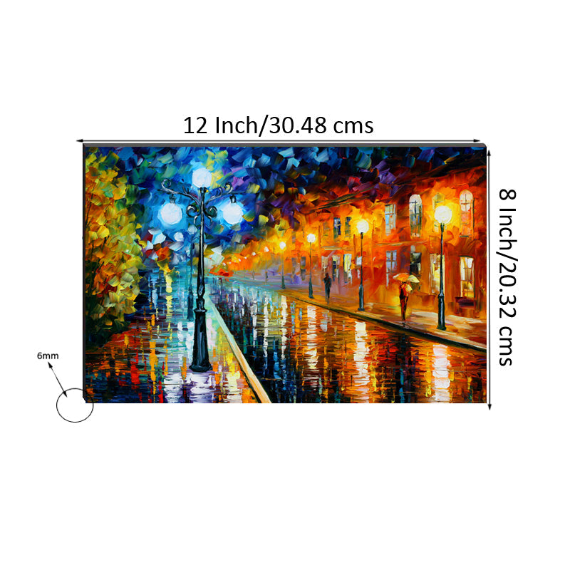 6MM MDF Street View in Rain Satin Matt Texture UV Art Painting Kafalo