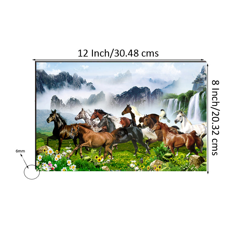 6MM MDF 7 Lucky Running Horses Satin Matt Texture UV Art Painting Kafalo