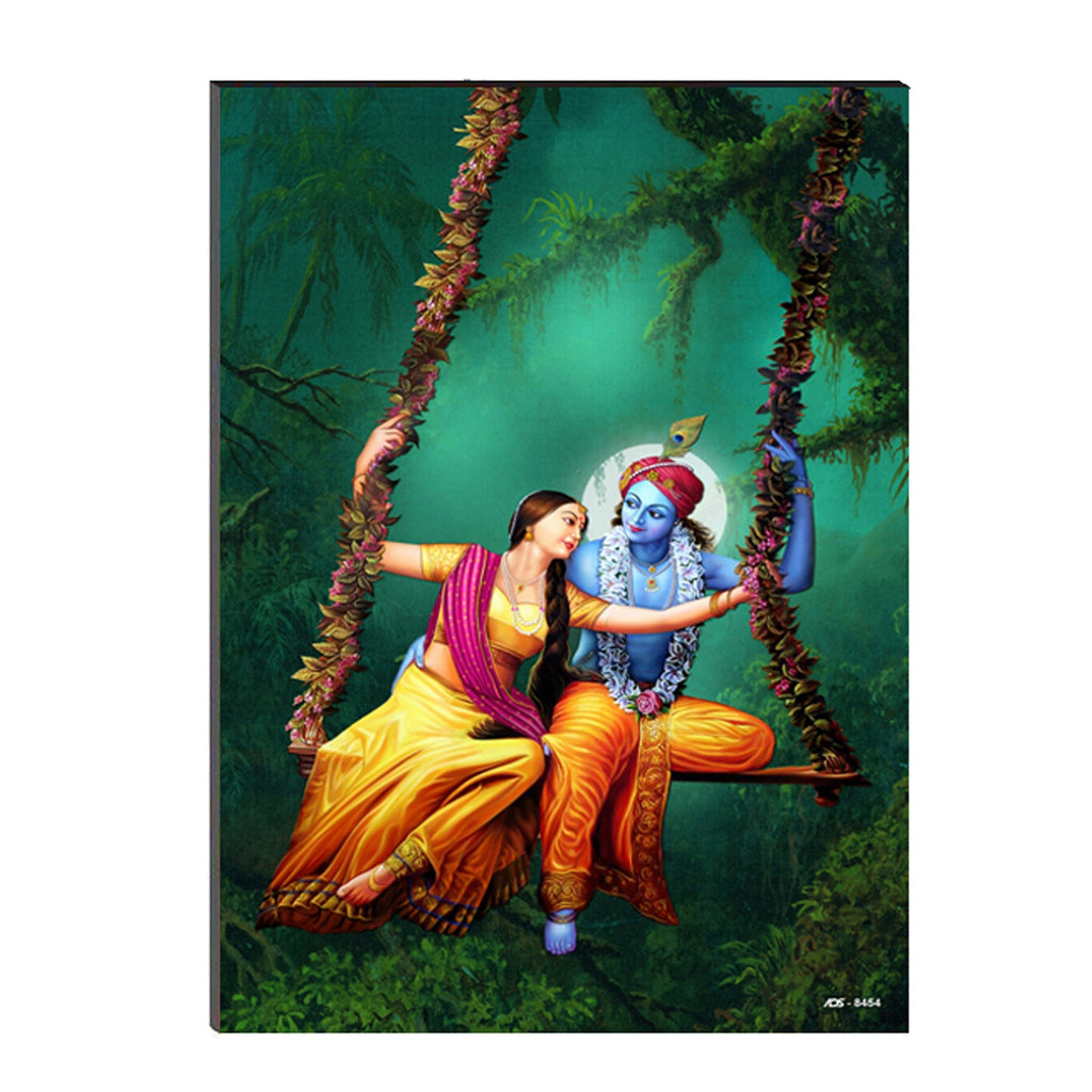 Beautiful Radha Krishna On Swing Wall Painting Digital Printed Religious Art Kafalo