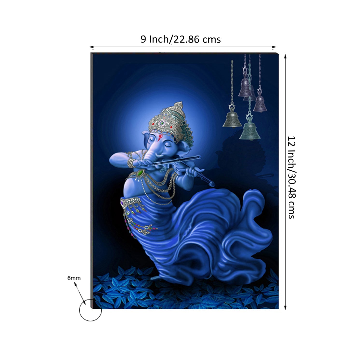 6MM MDF Lord Ganesha Playing Violin Satin Matt Texture UV Art Painting Kafalo