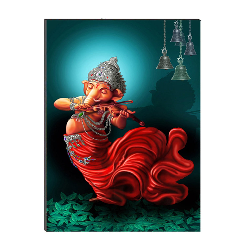 6MM MDF Lord Ganesha Playing Violin Satin Matt Texture UV Art Painting Kafalo