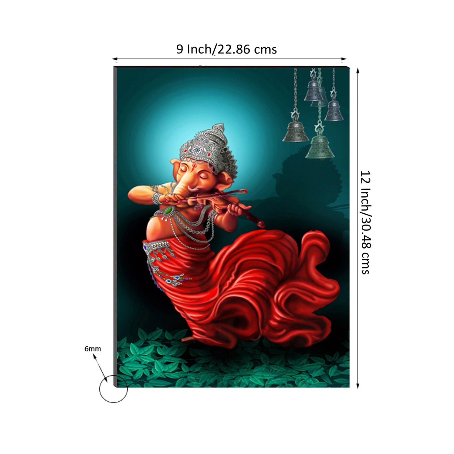 6MM MDF Lord Ganesha Playing Violin Satin Matt Texture UV Art Painting Kafalo