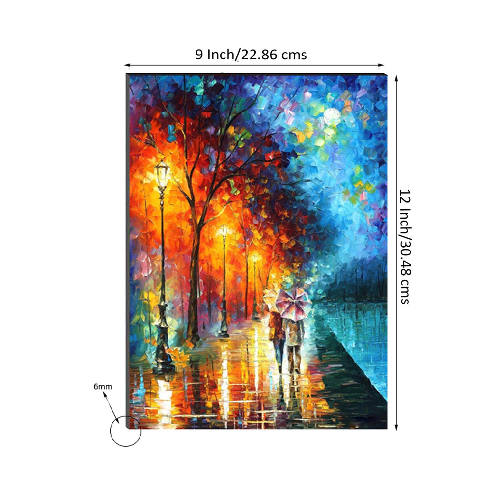 6MM MDF Couple with Umbrella in Rain Satin Matt Texture UV Art Painting Kafalo