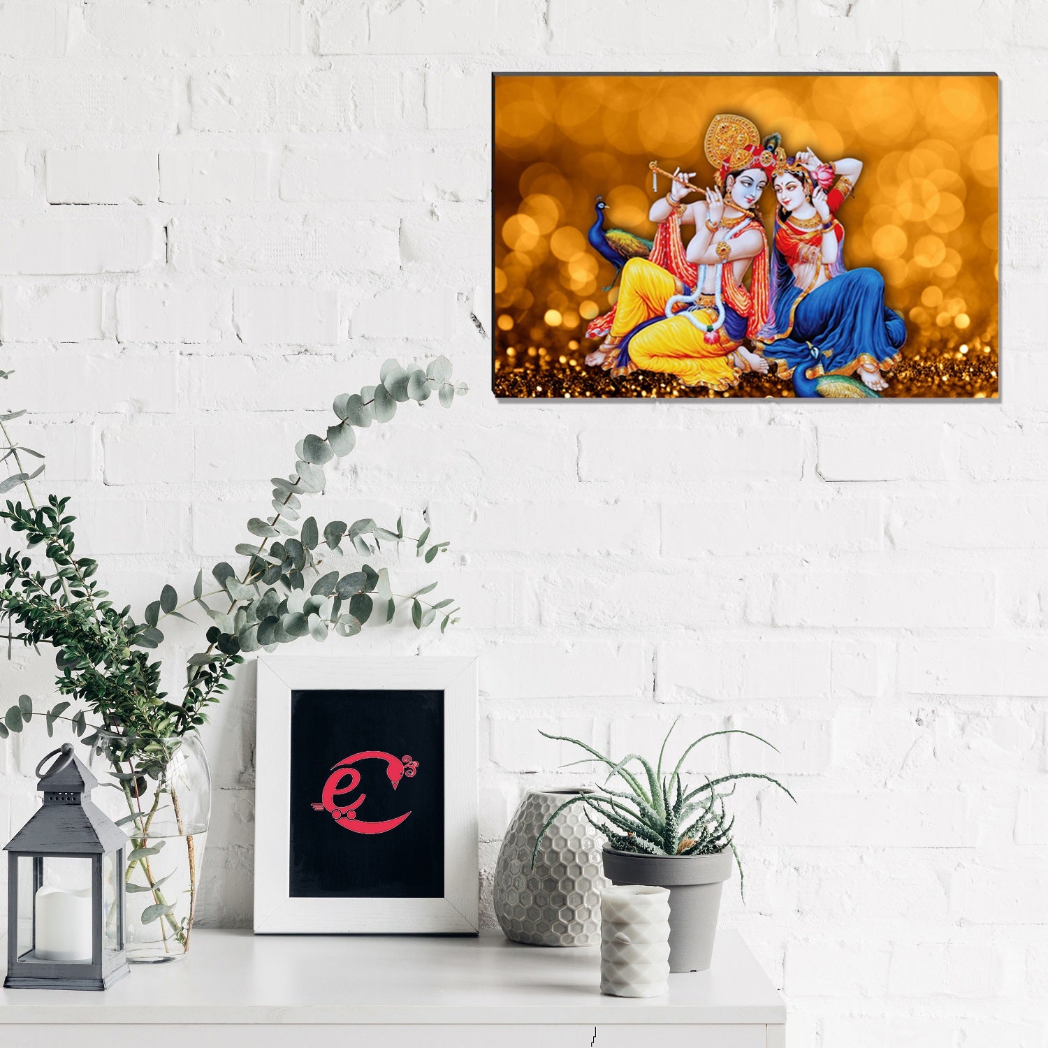 6MM MDF Radha Krishna Playing Flute Satin Matt Texture UV Art Painting Kafalo