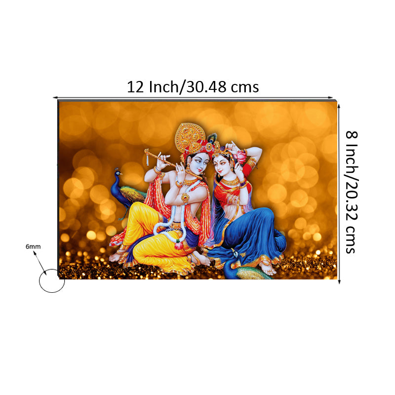 6MM MDF Radha Krishna Playing Flute Satin Matt Texture UV Art Painting Kafalo