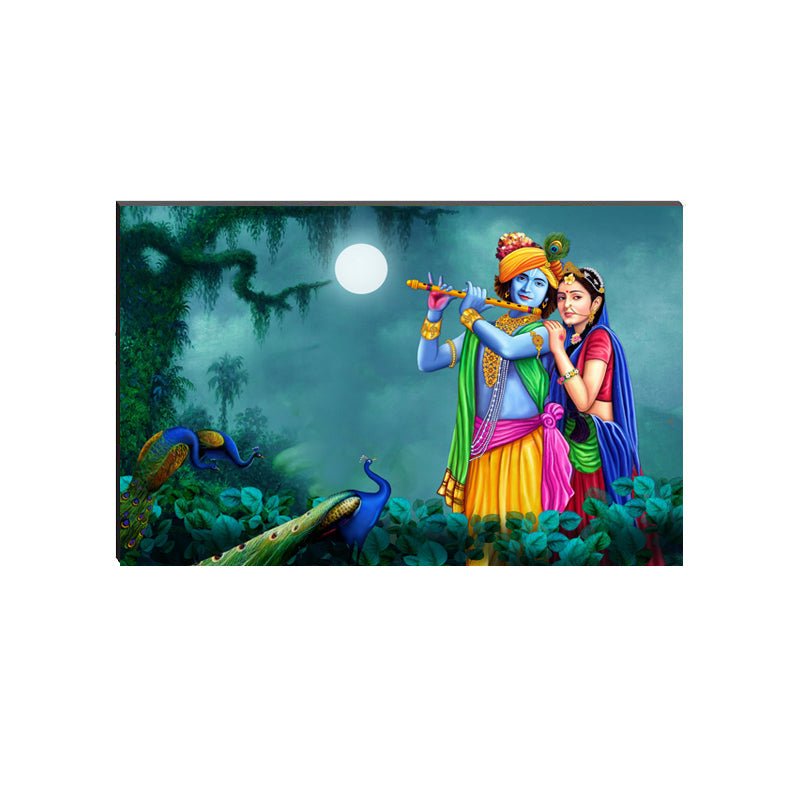 6MM MDF Radha Krishna Playing Flute Satin Matt Texture UV Art Painting Kafalo