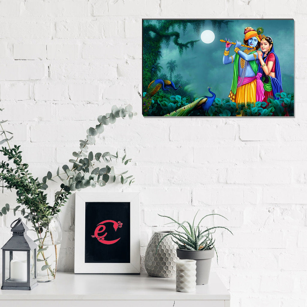 6MM MDF Radha Krishna Playing Flute Satin Matt Texture UV Art Painting Kafalo