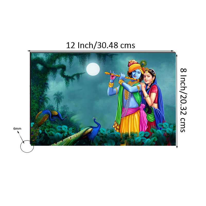 6MM MDF Radha Krishna Playing Flute Satin Matt Texture UV Art Painting Kafalo