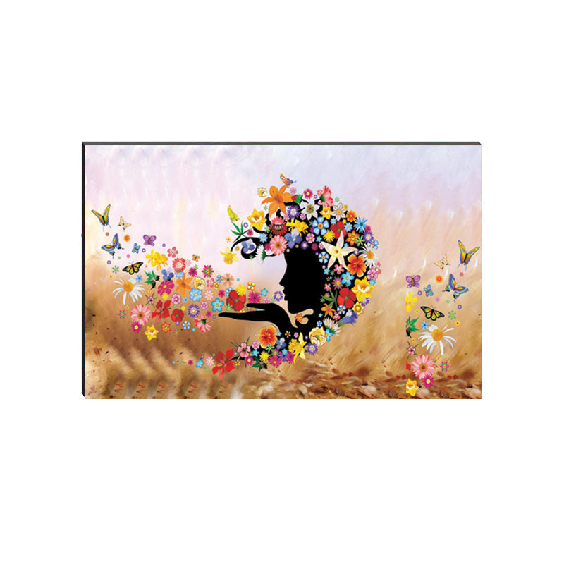 6MM MDF Colorful Butterflies on Lady Hair Satin Matt Texture UV Art Painting Kafalo