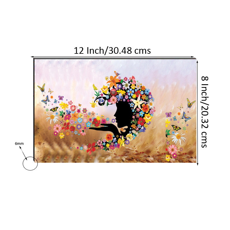 6MM MDF Colorful Butterflies on Lady Hair Satin Matt Texture UV Art Painting Kafalo