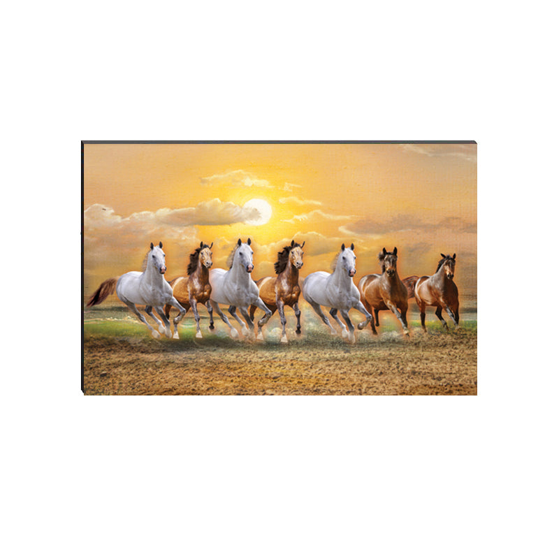 6MM MDF 7 Lucky Running Horses Satin Matt Texture UV Art Painting Kafalo