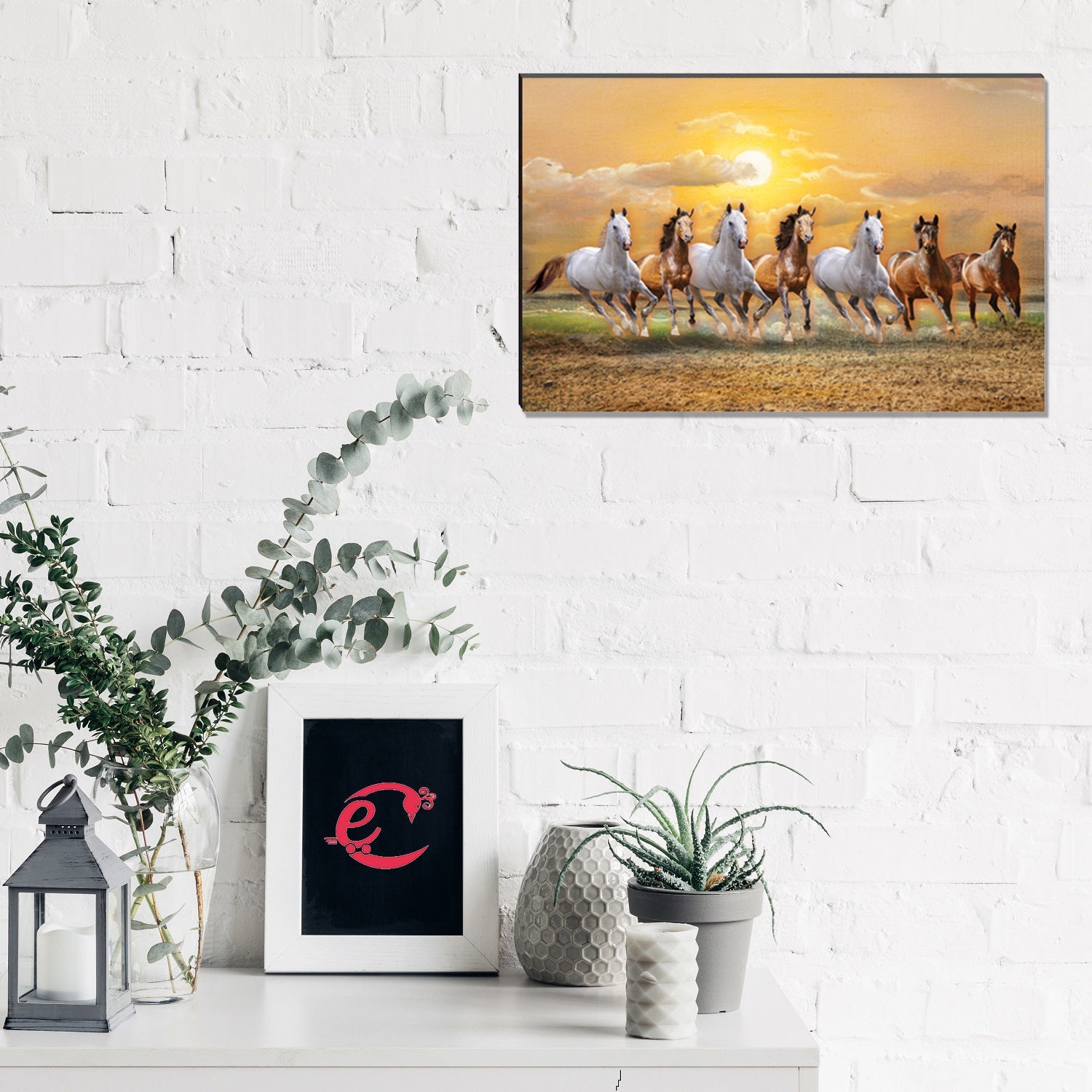 6MM MDF 7 Lucky Running Horses Satin Matt Texture UV Art Painting Kafalo