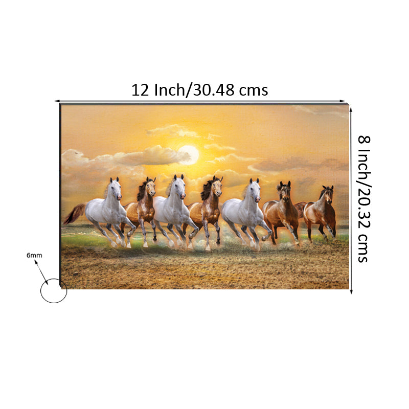 6MM MDF 7 Lucky Running Horses Satin Matt Texture UV Art Painting Kafalo