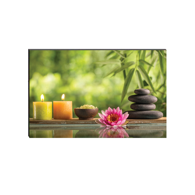 6MM MDF Candle, Stone and Flower Peace Theme Satin Matt Texture UV Art Painting Kafalo