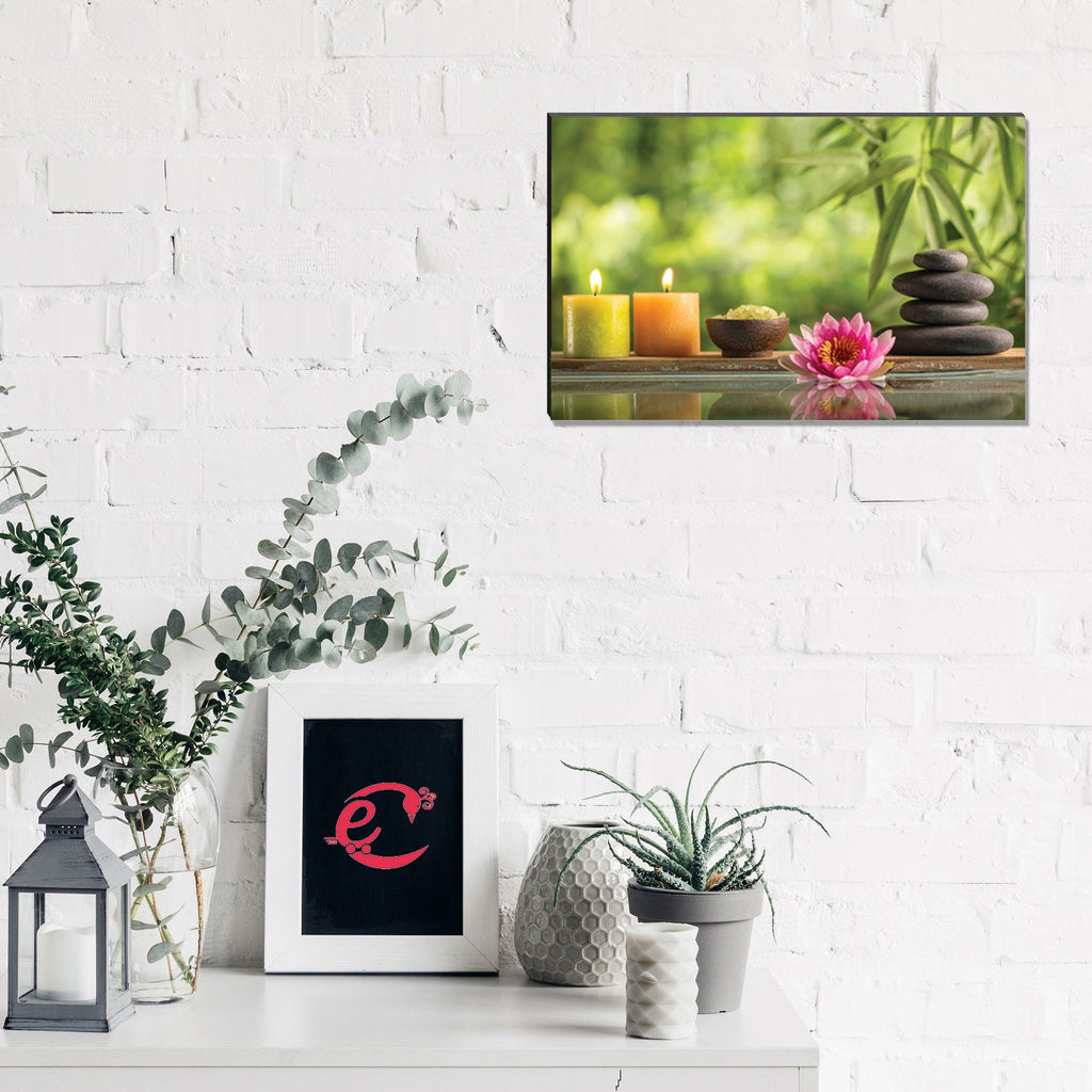 6MM MDF Candle, Stone and Flower Peace Theme Satin Matt Texture UV Art Painting Kafalo
