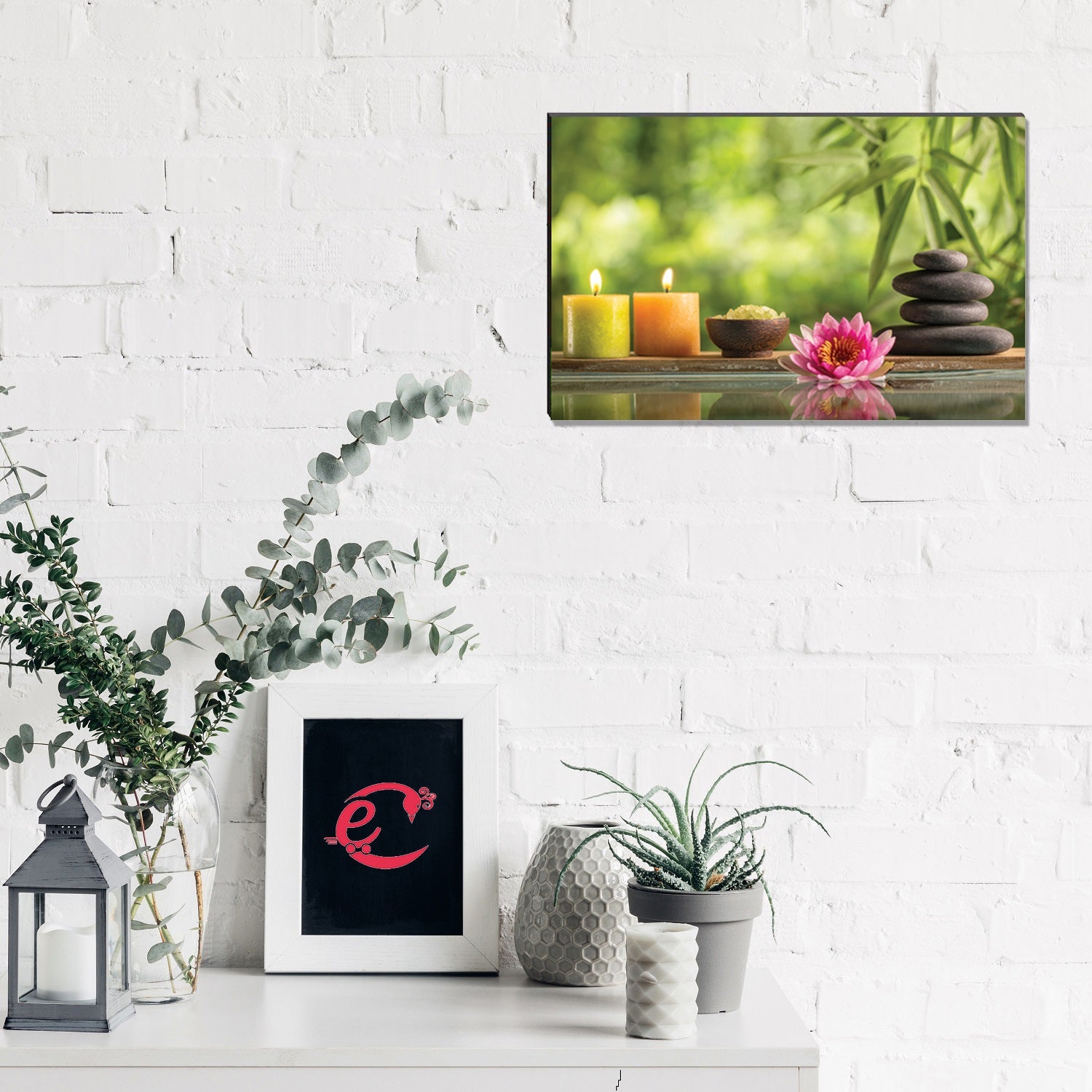 6MM MDF Candle, Stone and Flower Peace Theme Satin Matt Texture UV Art Painting Kafalo