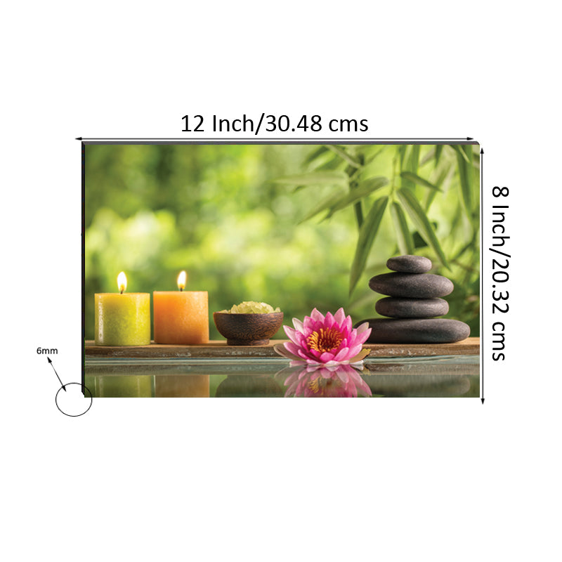 6MM MDF Candle, Stone and Flower Peace Theme Satin Matt Texture UV Art Painting Kafalo