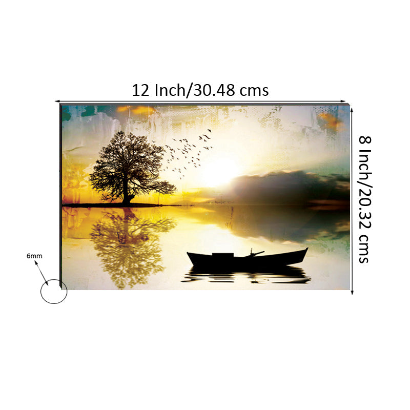 6MM MDF Boat in River View Satin Matt Texture UV Art Painting Kafalo