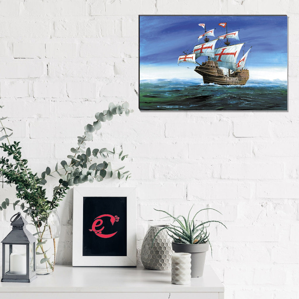 6MM MDF Sailing Vintage Ship in Ocean Satin Matt Texture UV Art Painting Kafalo
