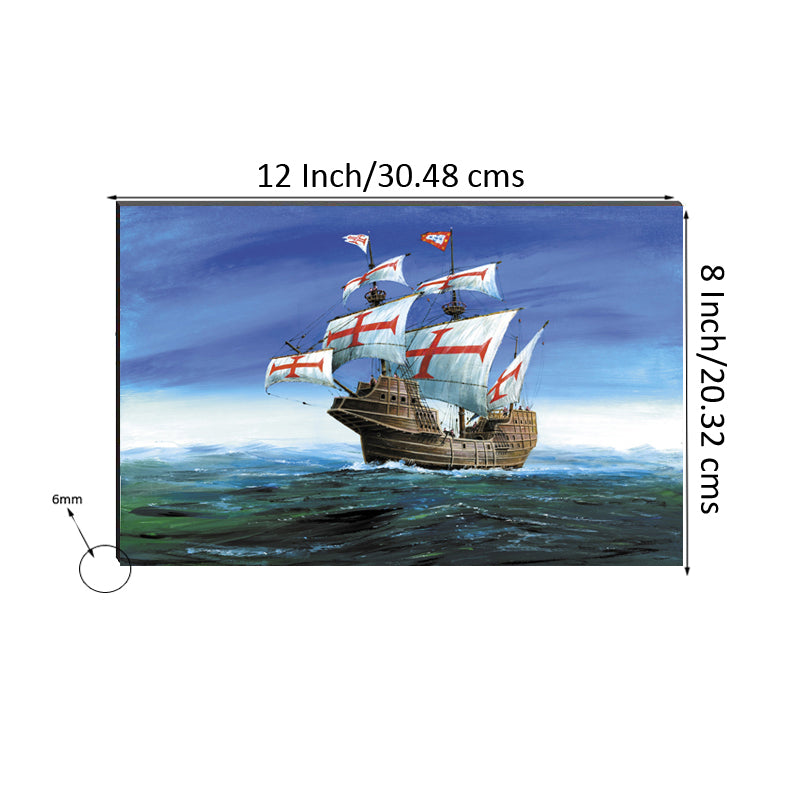 6MM MDF Sailing Vintage Ship in Ocean Satin Matt Texture UV Art Painting Kafalo