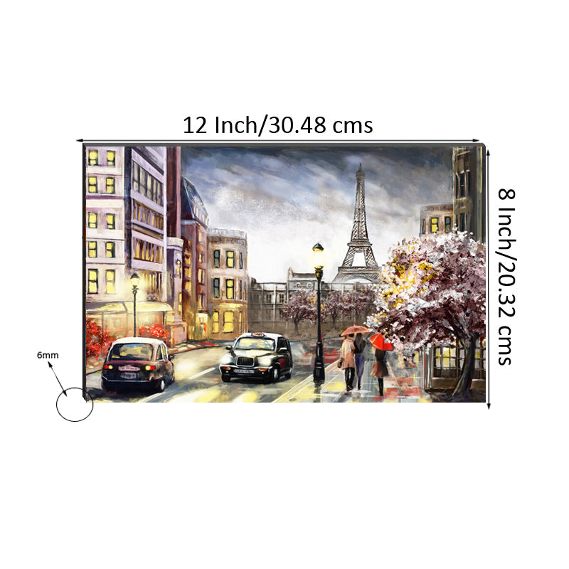 6MM MDF Eiffel Tower with City View Satin Matt Texture UV Art Painting Kafalo