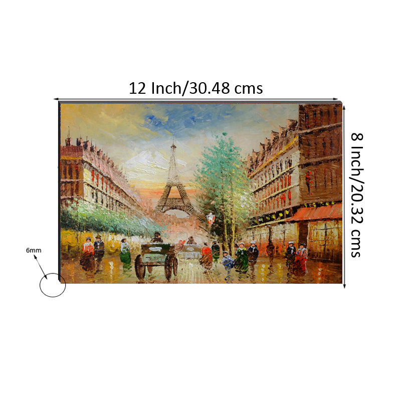 6MM MDF Eiffel Tower with City View Satin Matt Texture UV Art Painting Kafalo