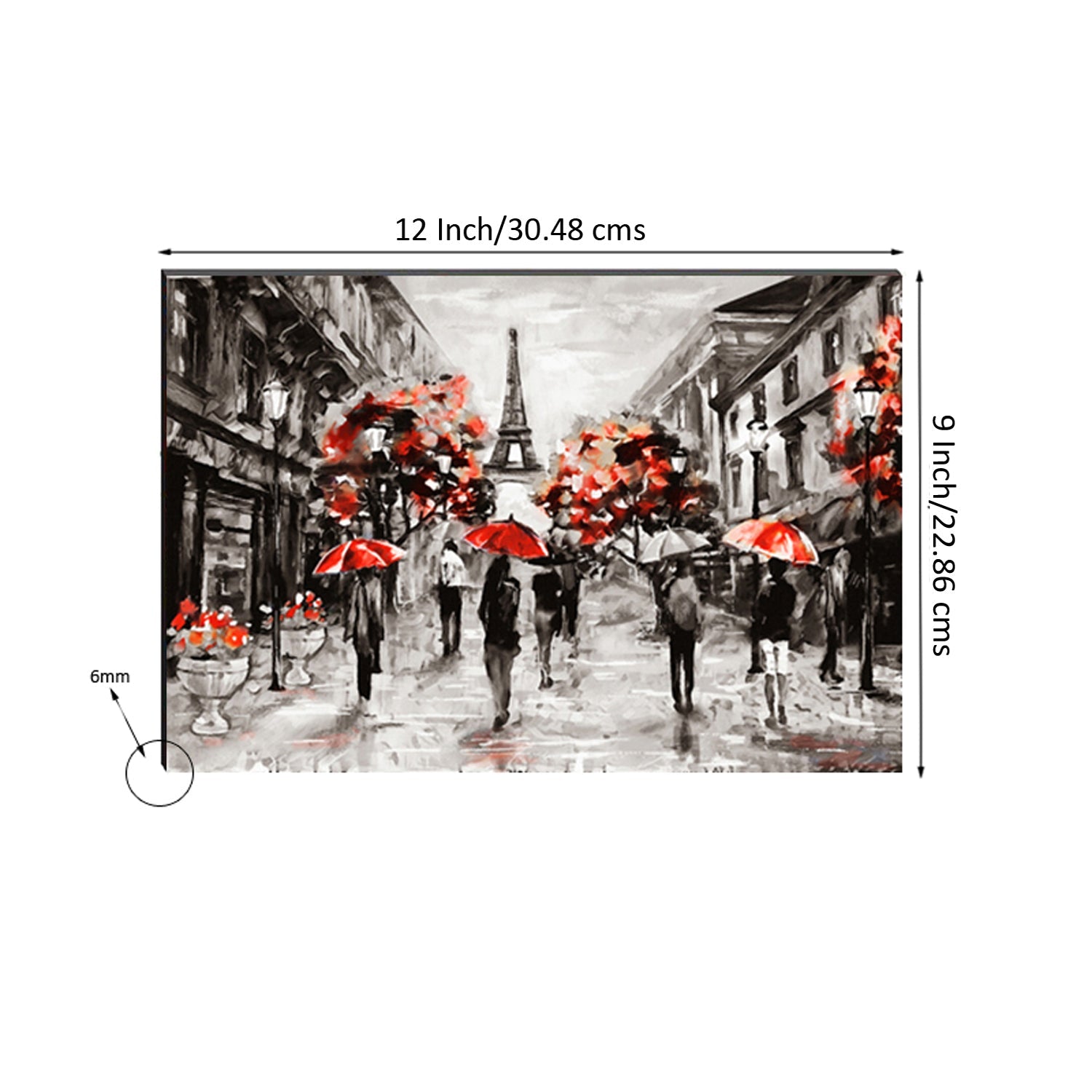 6MM MDF People under Red Umbrella Satin Matt Texture UV Art Painting Kafalo
