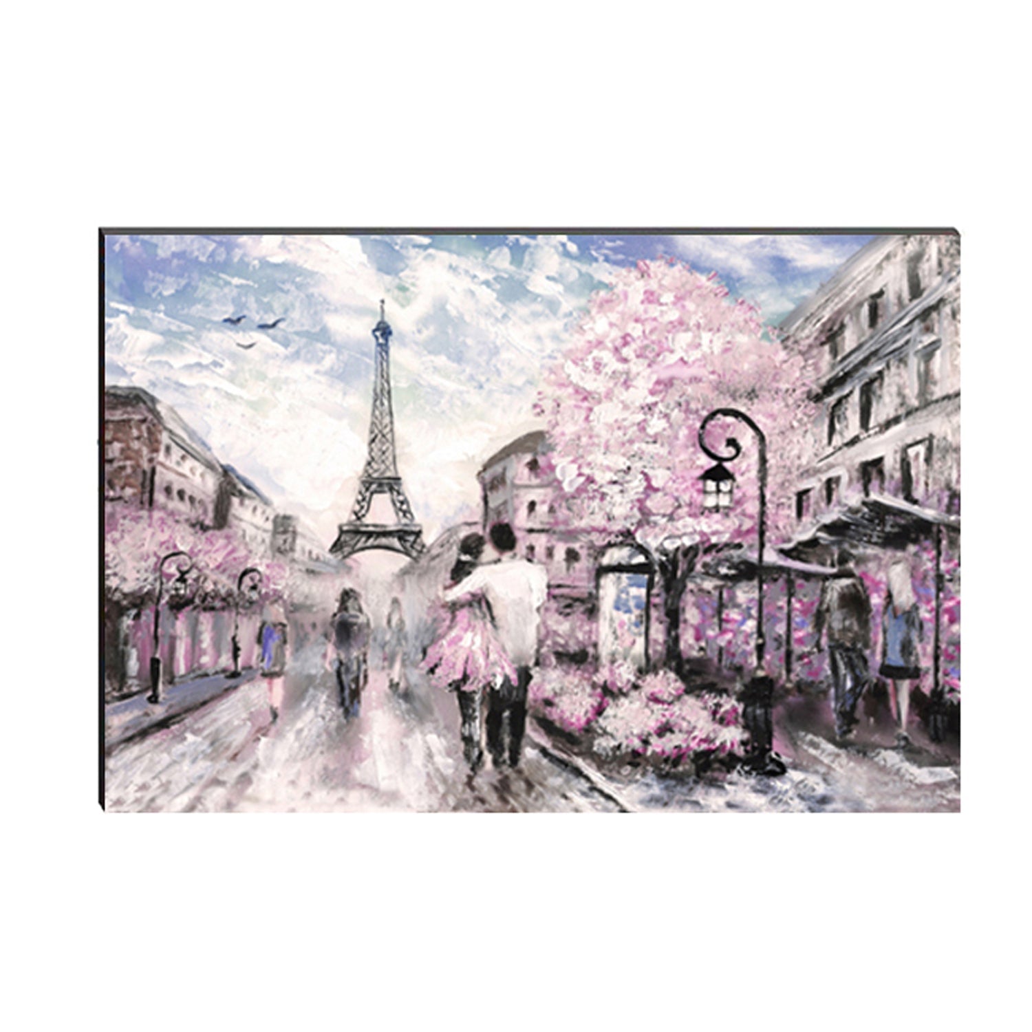6MM MDF Couple walking in front of Eiffel Tower Satin Matt Texture UV Art Painting Kafalo