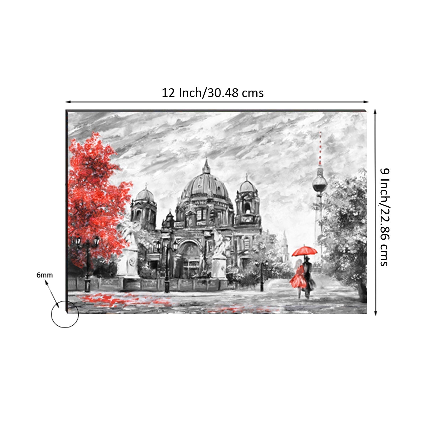 6MM MDF Artistic Europe Street View Satin Matt Texture UV Art Painting Kafalo