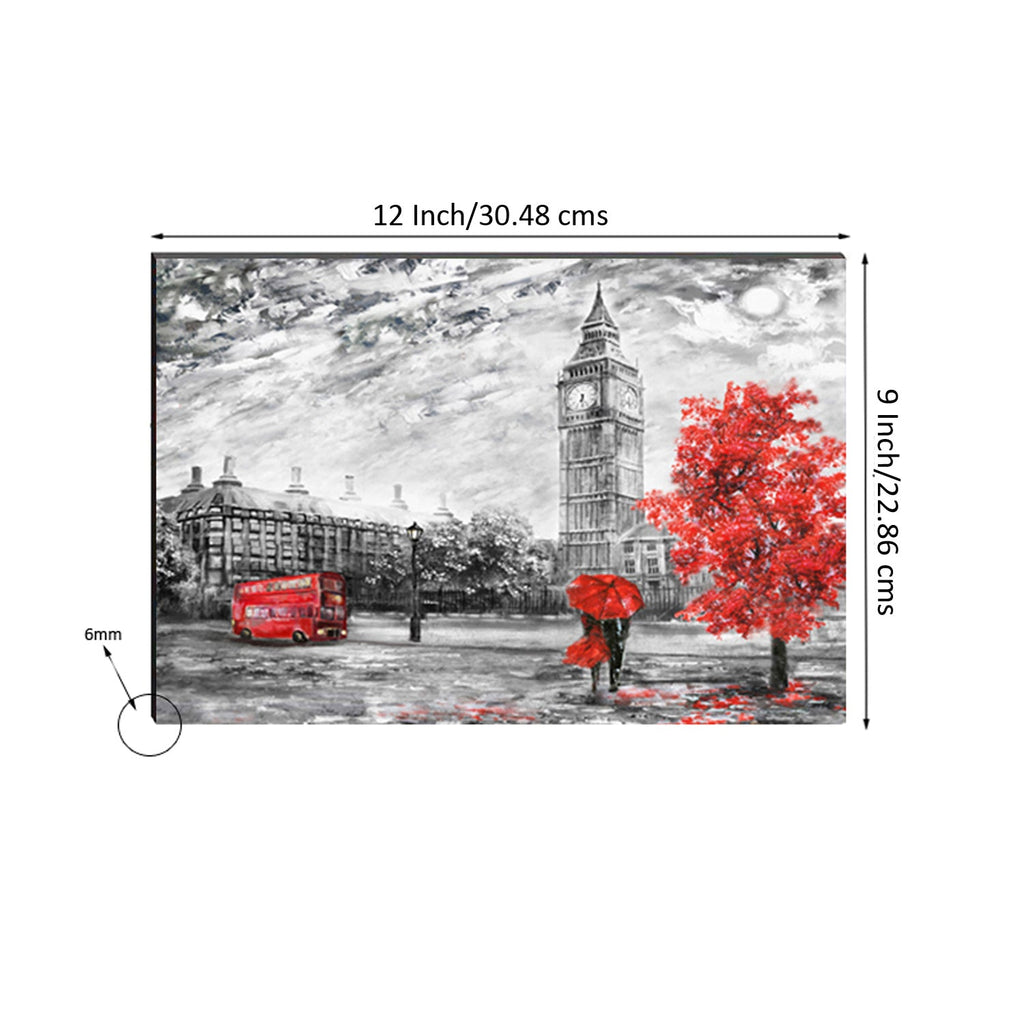 6MM MDF Couple under Red Umbrella Satin Matt Texture UV Art Painting Kafalo