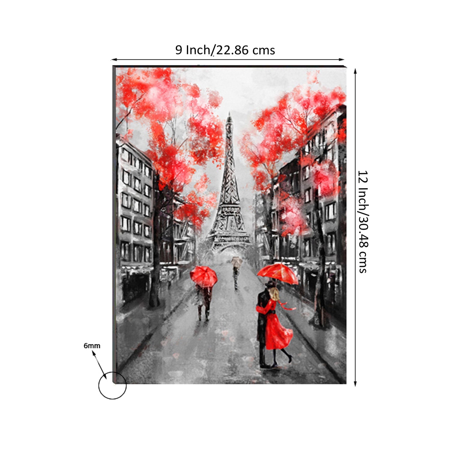 6MM MDF Couples in front of Eiffel Tower Satin Matt Texture UV Art Painting Kafalo