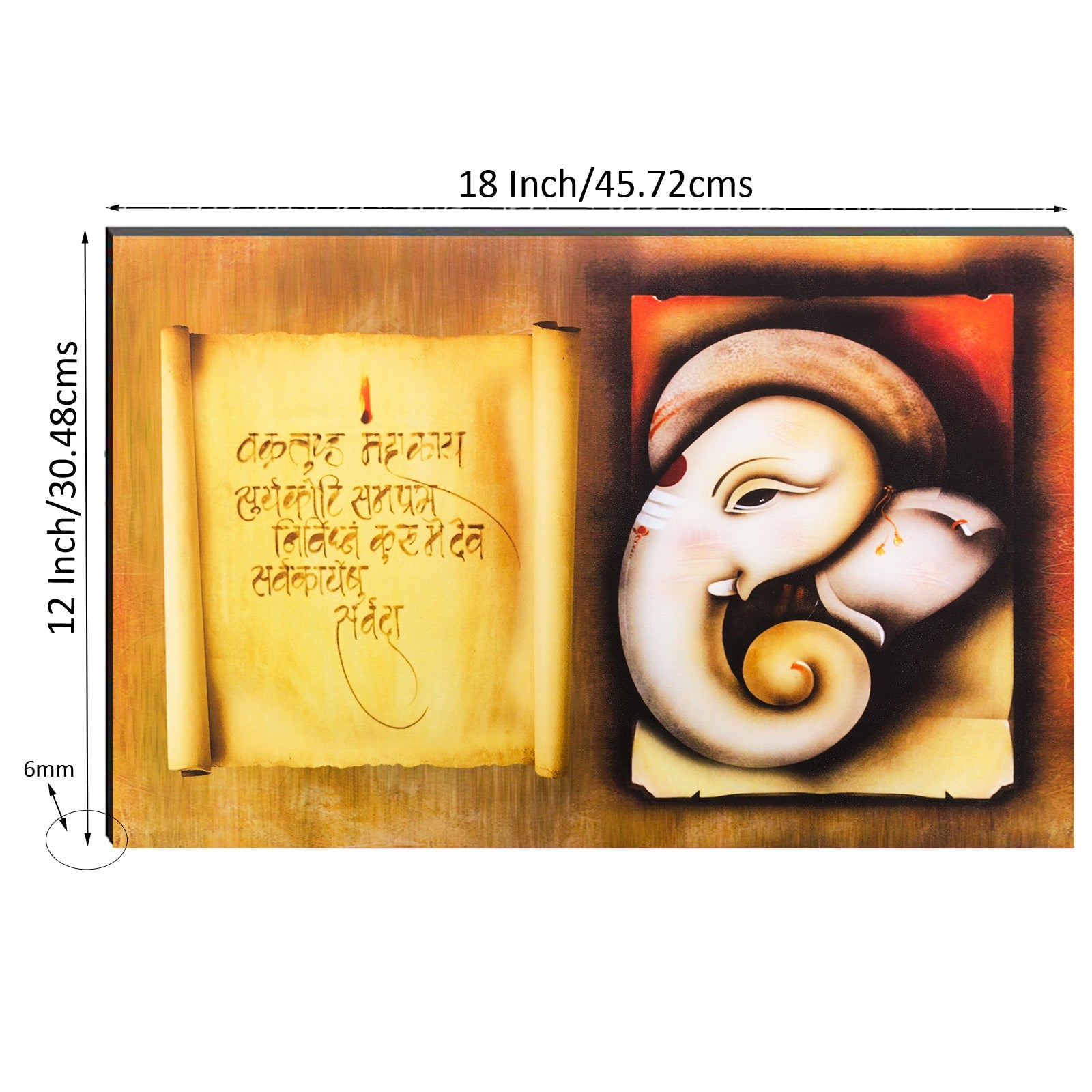 6MM MDF Lord Ganesha Satin Matt Texture UV Art Painting Kafalo