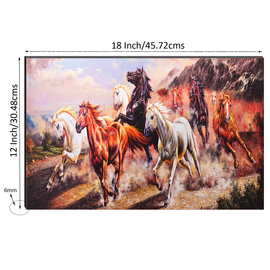 6MM MDF Lucky 7 Running Horses Satin Matt Texture UV Art Painting Kafalo