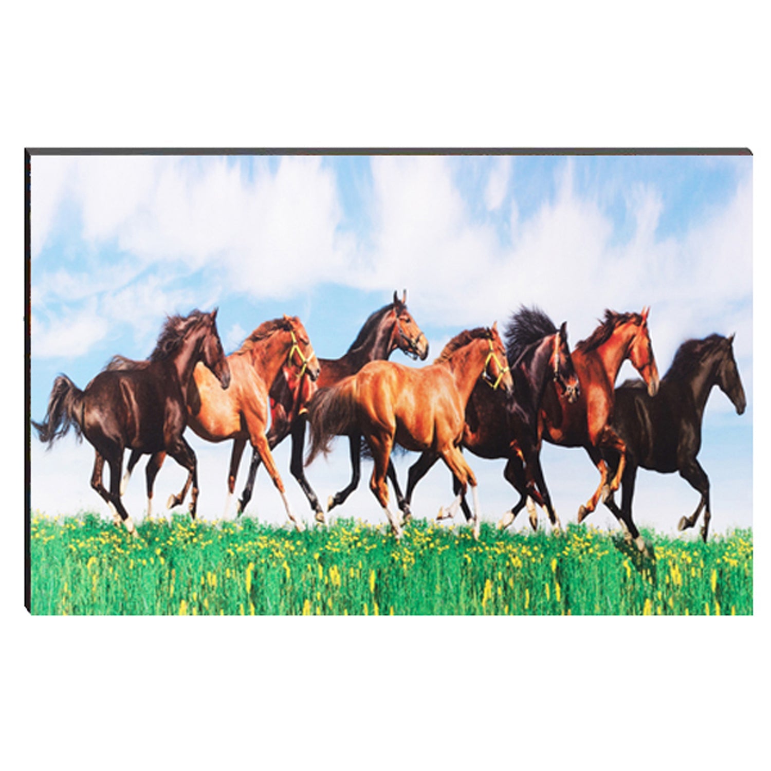 6MM MDF Lucky 7 Running Horses Satin Matt Texture UV Art Painting Kafalo