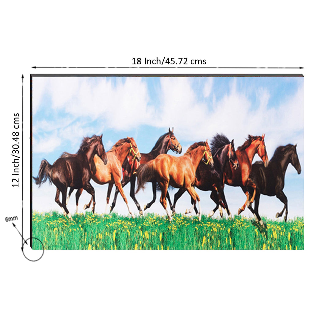 6MM MDF Lucky 7 Running Horses Satin Matt Texture UV Art Painting Kafalo