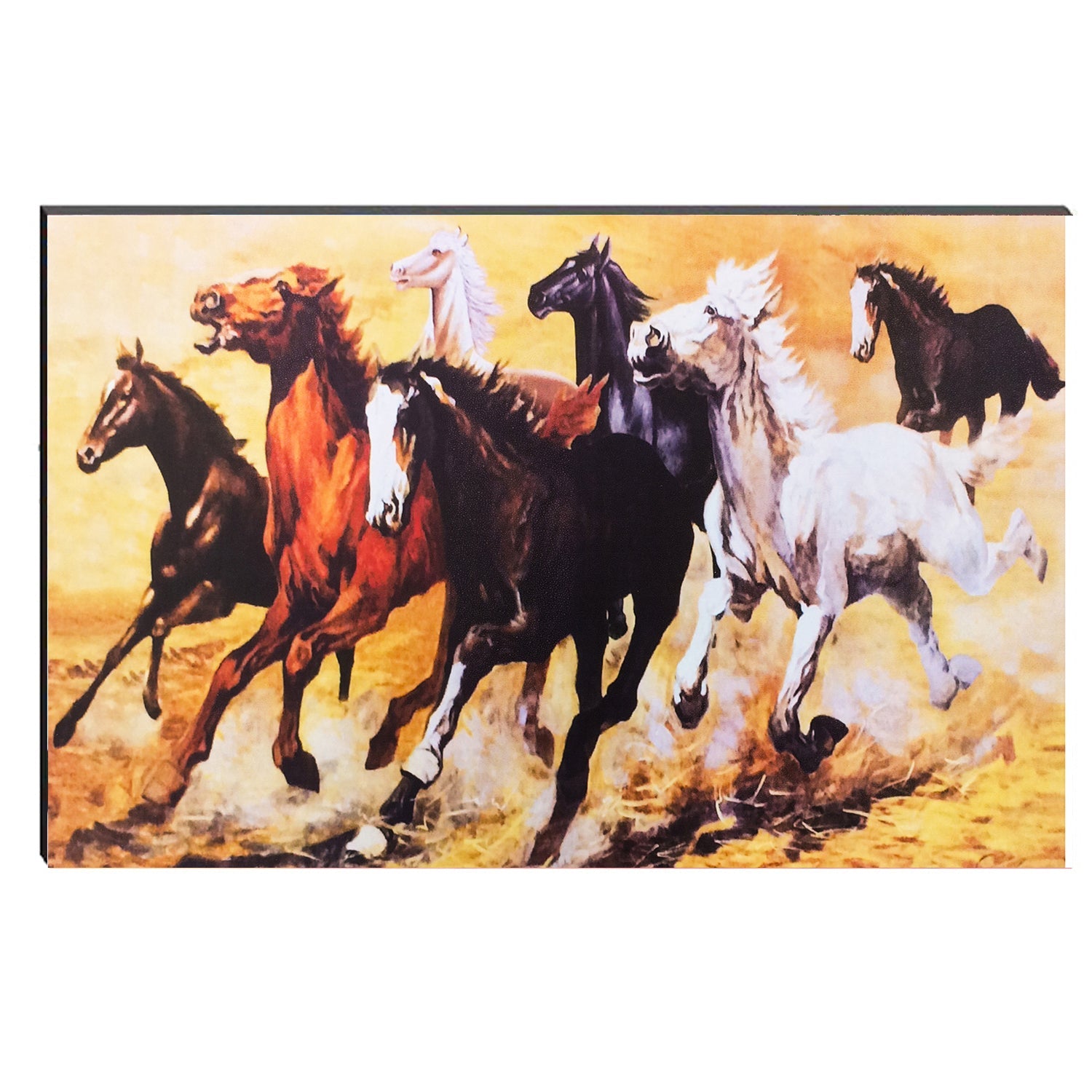 6MM MDF Lucky 7 Running Horses Satin Matt Texture UV Art Painting Kafalo