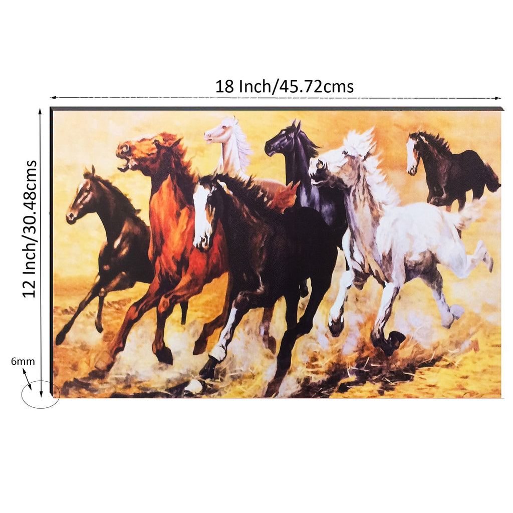 6MM MDF Lucky 7 Running Horses Satin Matt Texture UV Art Painting Kafalo
