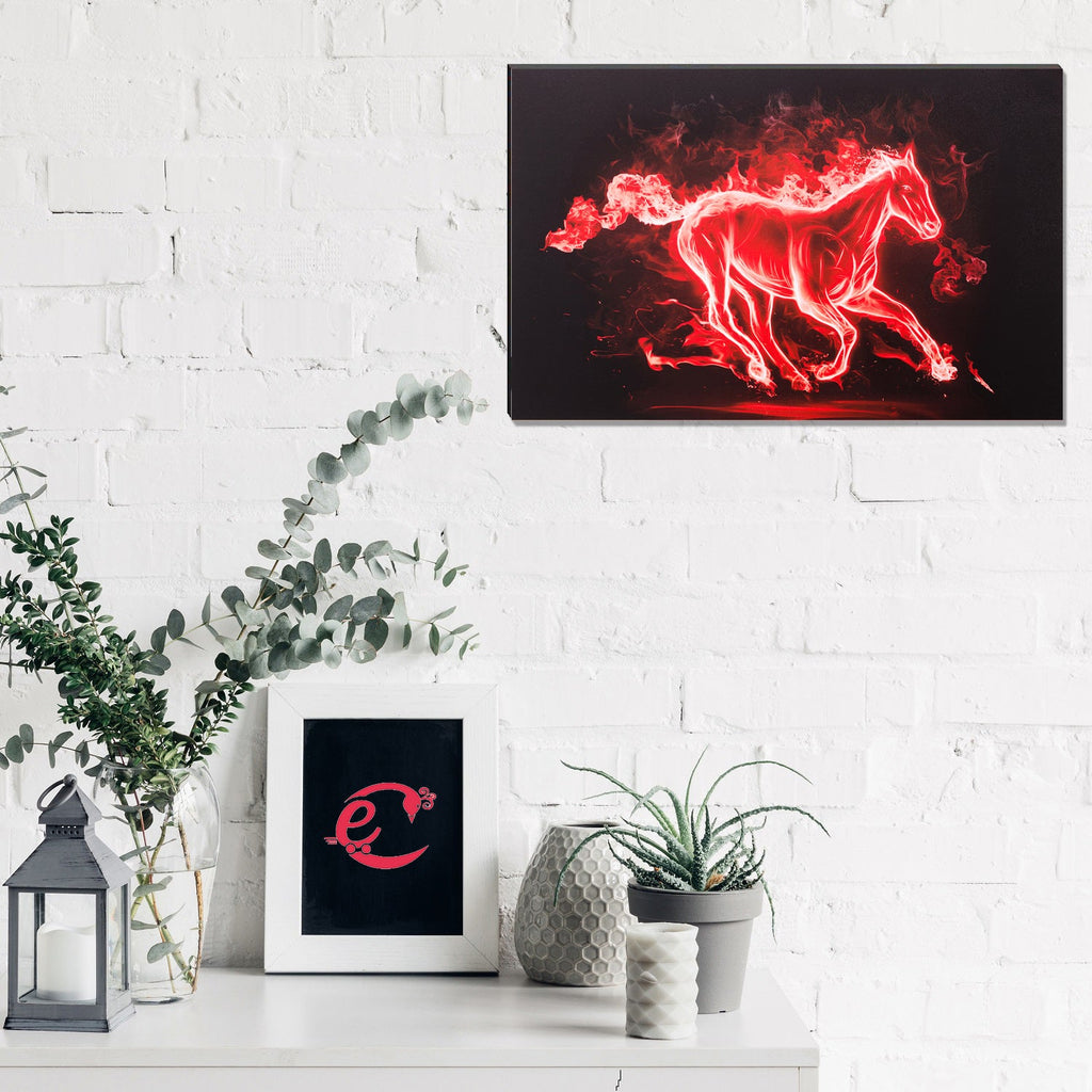 6MM MDF Red Running Horse Satin Matt Texture UV Art Painting Kafalo