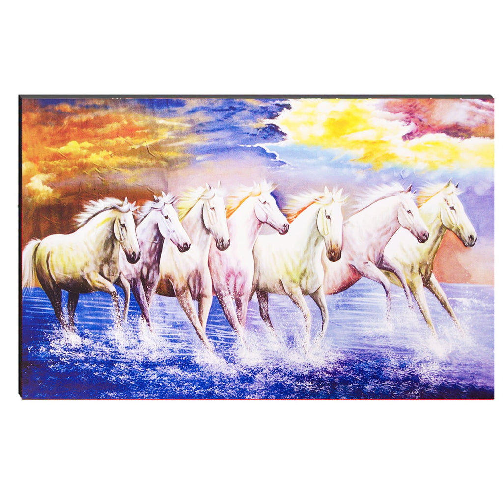 6MM MDF Lucky 7 Running Horses Satin Matt Texture UV Art Painting Kafalo