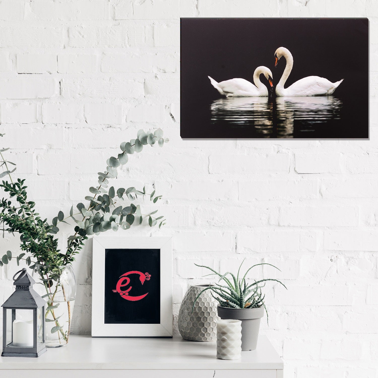 6MM MDF Swan Couple Satin Matt Texture UV Art Painting Kafalo