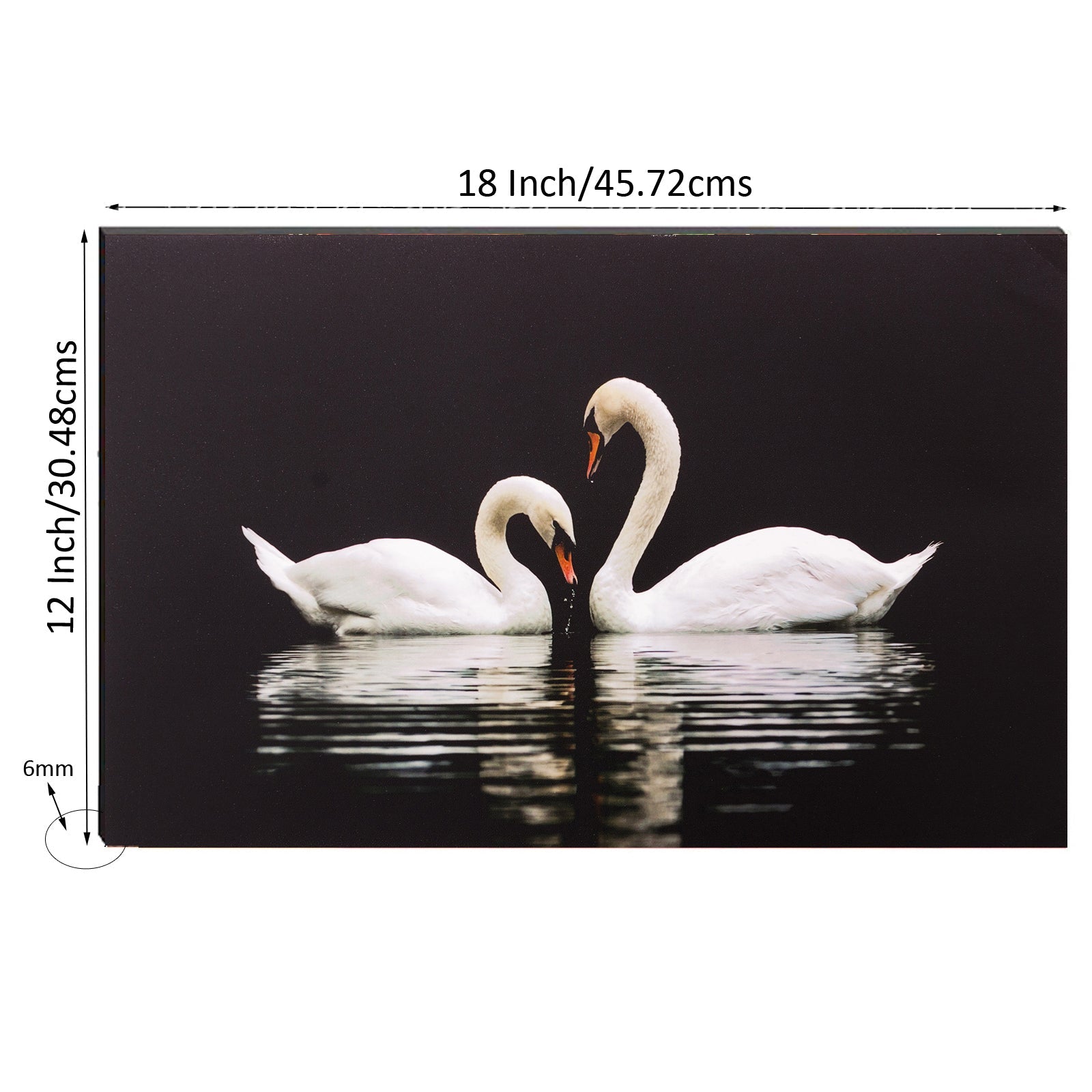 6MM MDF Swan Couple Satin Matt Texture UV Art Painting Kafalo