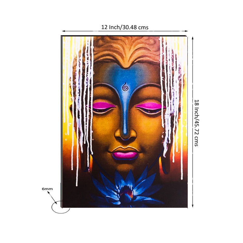 6MM MDF Meditating Lord Buddha Satin Matt Texture UV Art Painting Kafalo