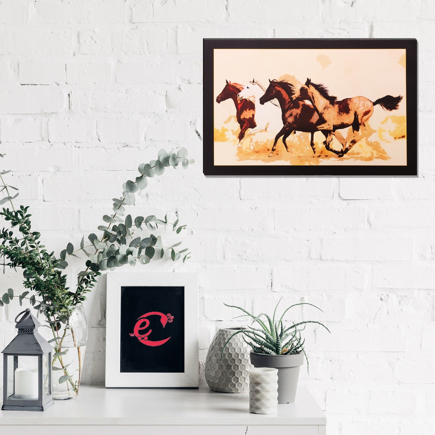 6MM MDF Running Horses Satin Matt Texture UV Art Painting Kafalo