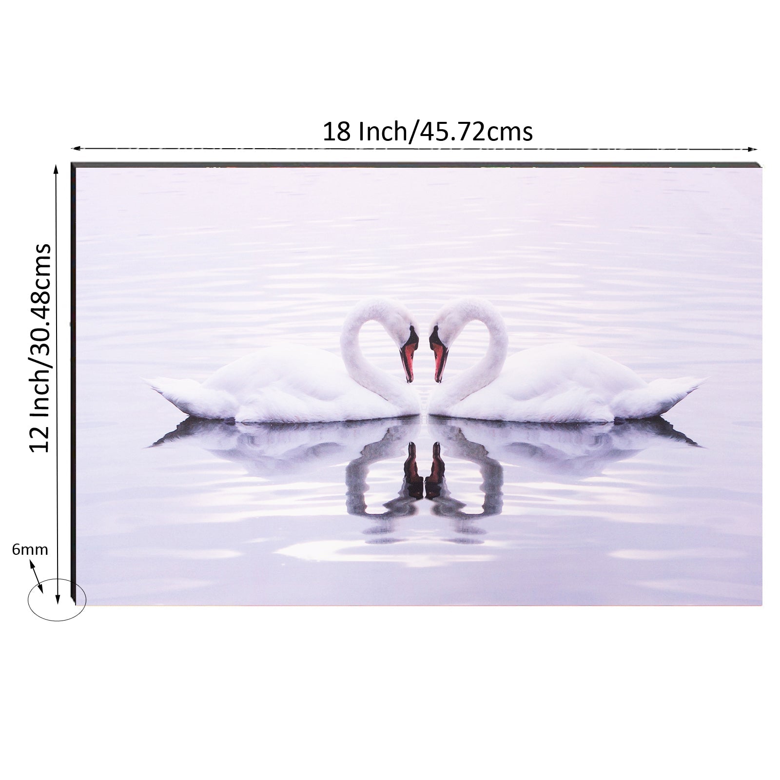 6MM MDF Swan Couple Satin Matt Texture UV Art Painting Kafalo