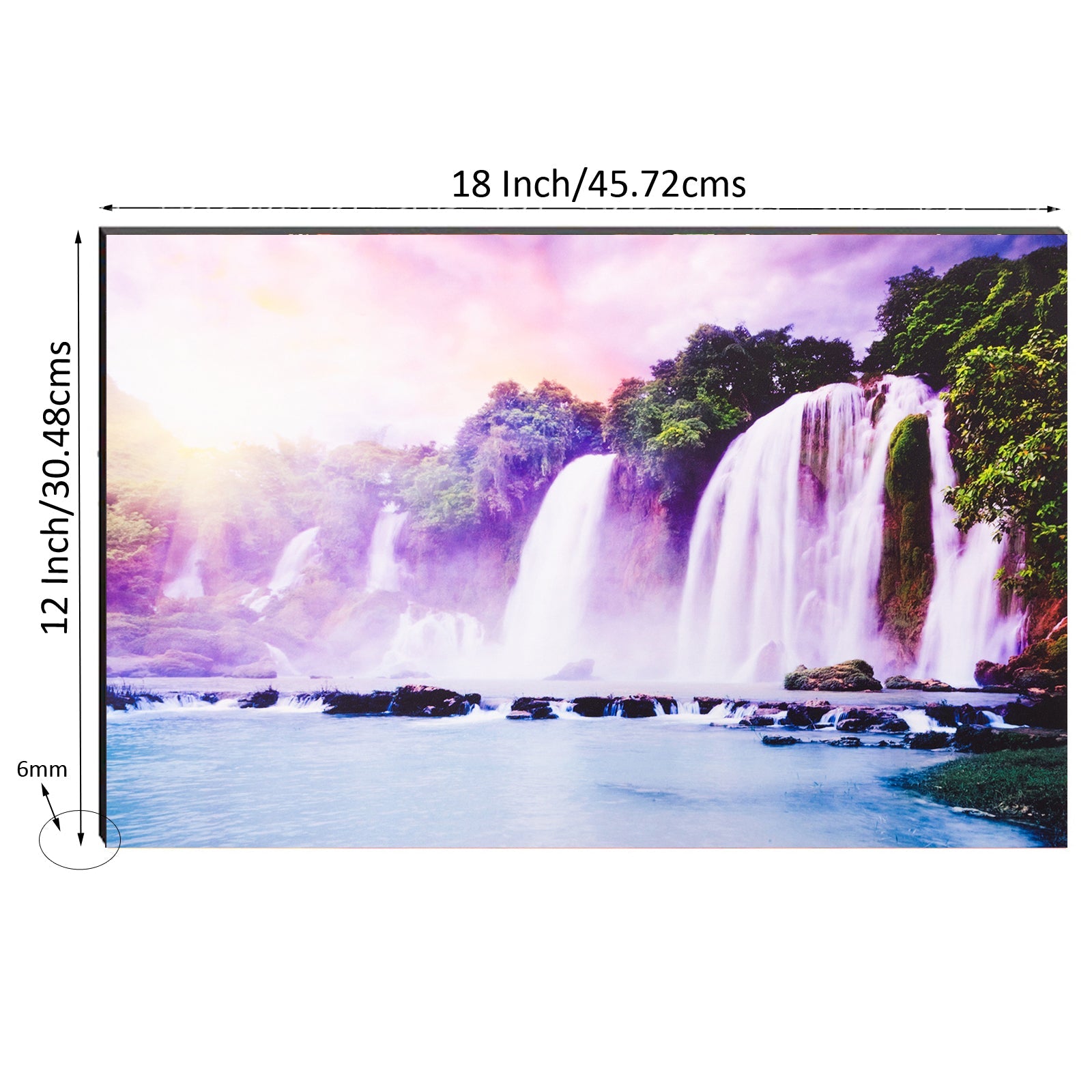 6MM MDF Beautiful Waterfalls View Satin Matt Texture UV Art Painting Kafalo