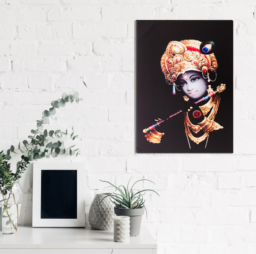 Lord Krishna Painting Digital Printed Religious Wall Art Kafalo