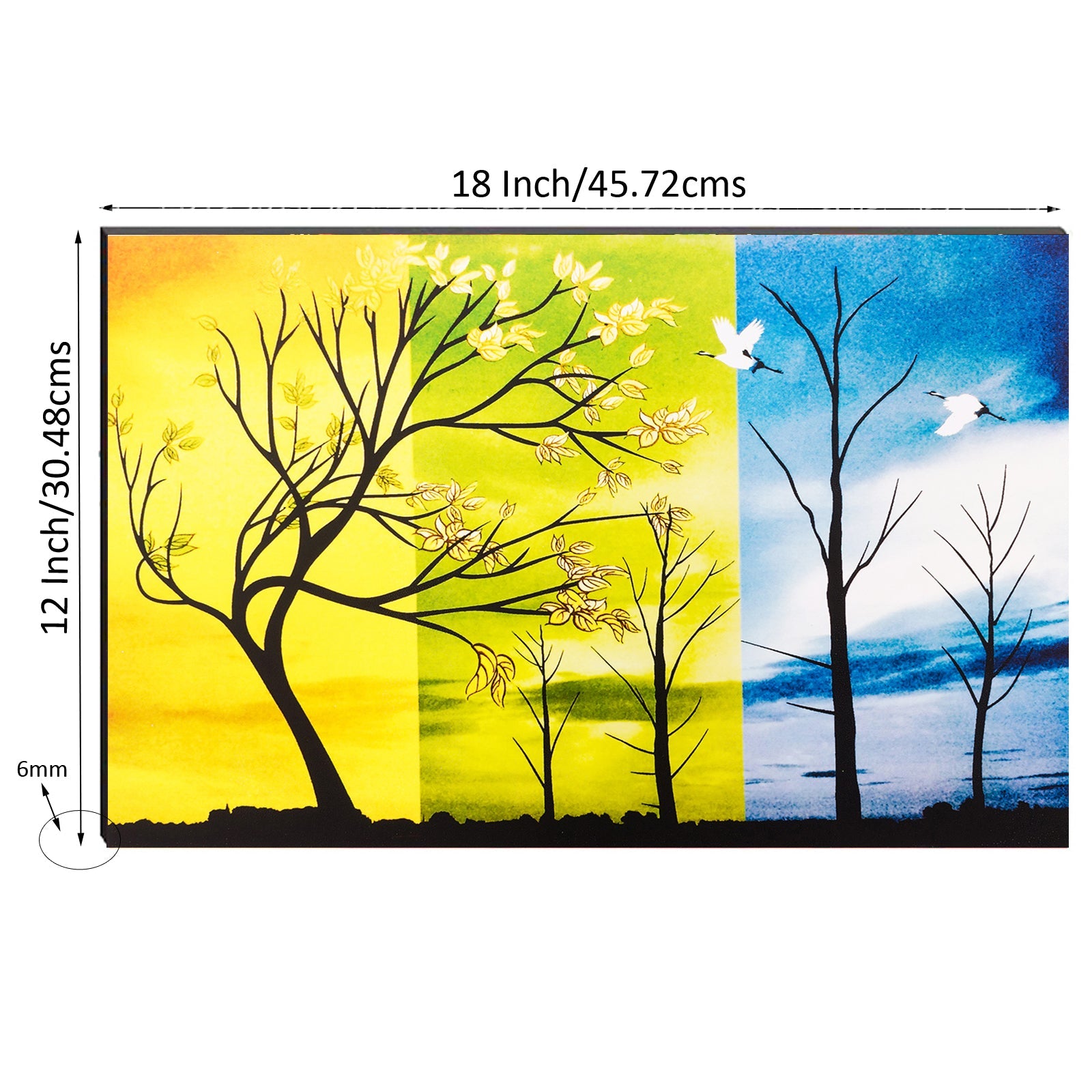 6MM MDF Shades of Tree in Different Season Satin Matt Texture UV Art Painting Kafalo