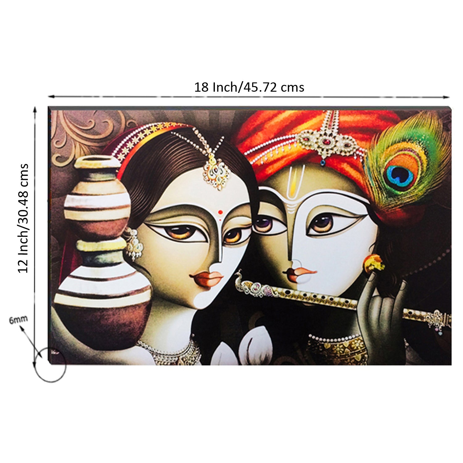 6MM MDF Radha Krishna Satin Matt Texture UV Art Painting Kafalo
